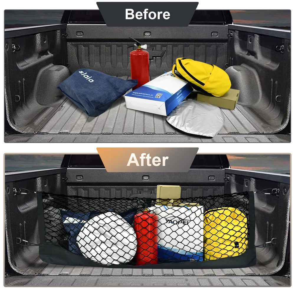 Car Trunk Net Elastic Luggage Net Cargo Organizer Storage For Chevy Silverado GMC Sierra Tretchable Car Mesh Network Pocket