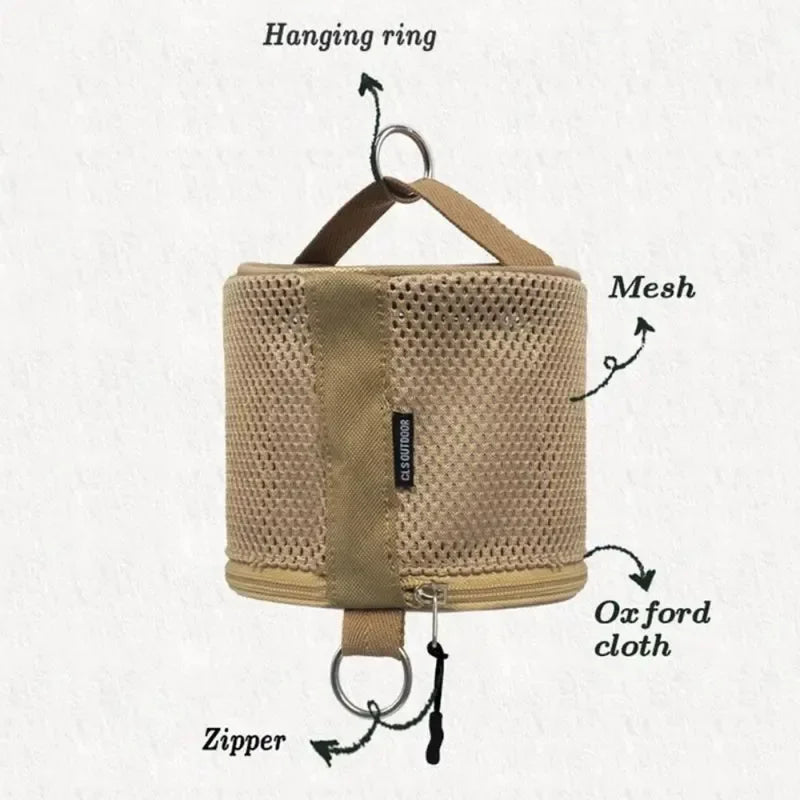 Lightweight Outdoor Woven Net storage Bag Camping Tissue Case With Hook Portabletent Hanging Supplies Breathable Storage Box
