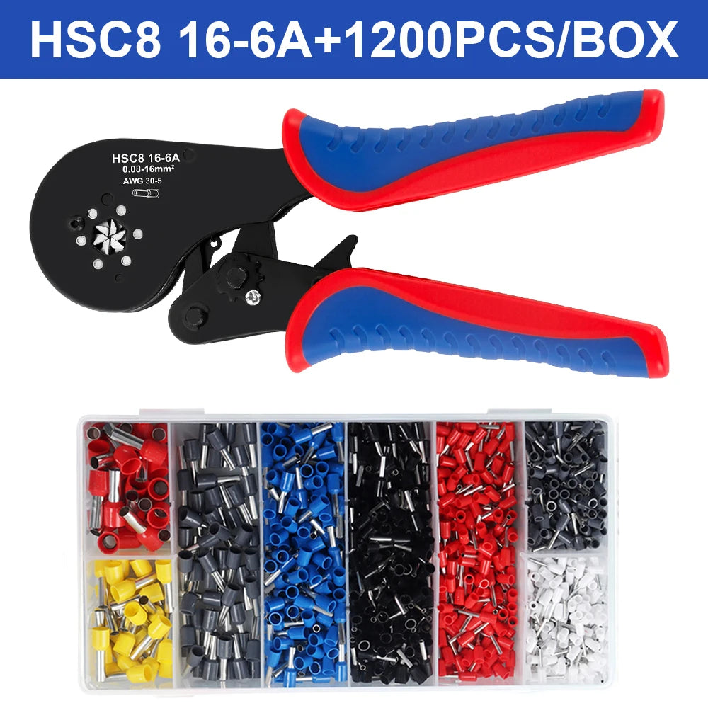 Ferrule Crimping Tool HSC8 16-6A Tubular Terminal Mini Pliers For Large Size Terminals Electrical Clamps 0.08-16mm²/30-5AWG