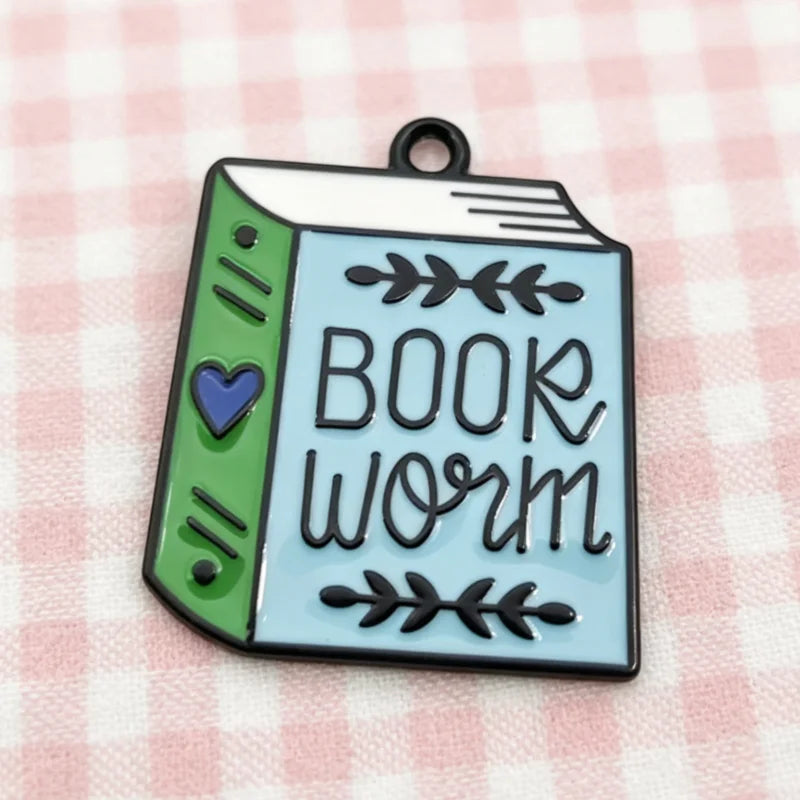 10pcs English Letter Love Book Pendant Drip Oil Alloy Jewelry Accessories Necklace Keychain Pendant DIY Handmade
