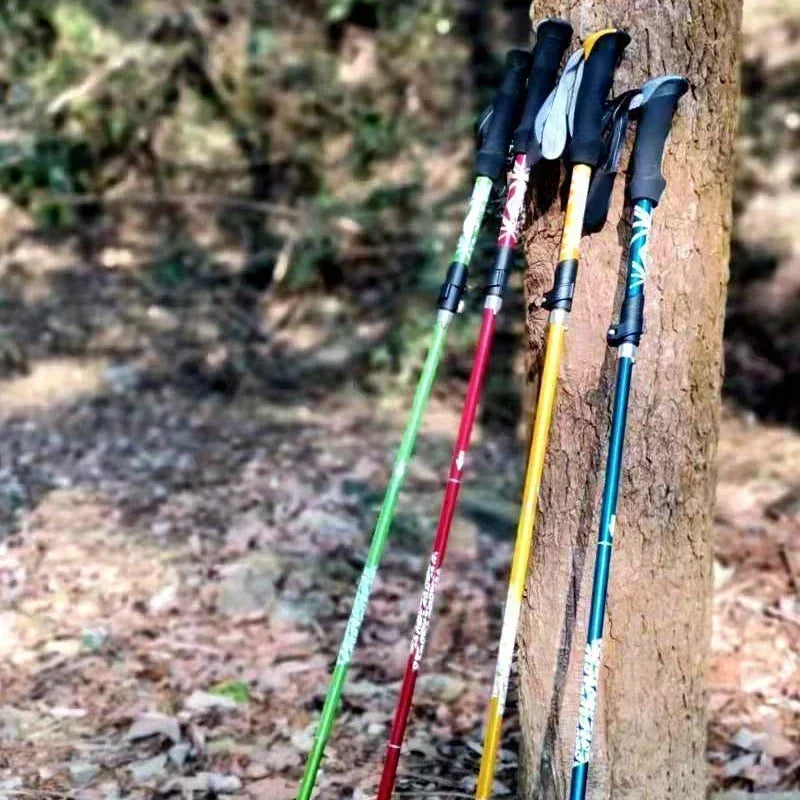 2PCS Ultralight Foldable Trekking Poles Telescopic Nordic Hiking Walking Sticks Portable Outdoor Camping Trail Running Canes