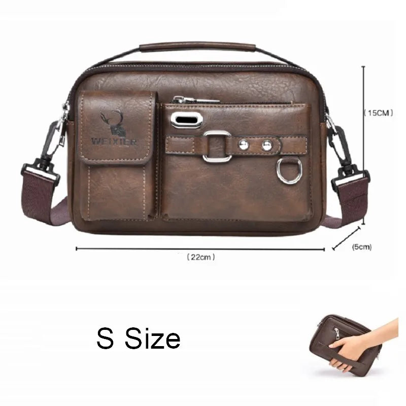 Men's Large Capacity Business Briefcase Quality PU Leather Shoulder Messenger Bag for Gentlemen Leisure Travel Attach Valise