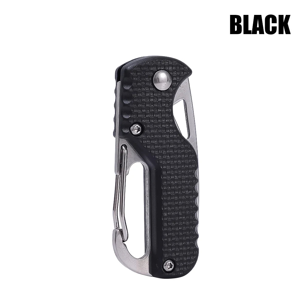 Multifunctional Keychain Knife Pocket Folding Knife Stainless Steel Blade Rustproof Wear Resistant for Outdoor Hiking Survival