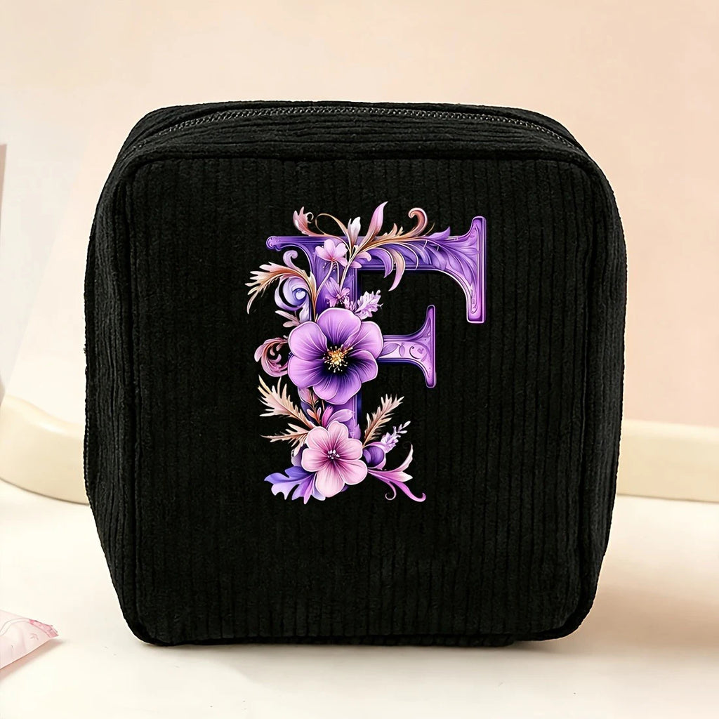 New Fashionable Purple Letter-Patterned Sanitary Napkin Storage Bag, Multifunctional Portable Travel and Daily Storage Bag, Ideal Gift Choice for Girls