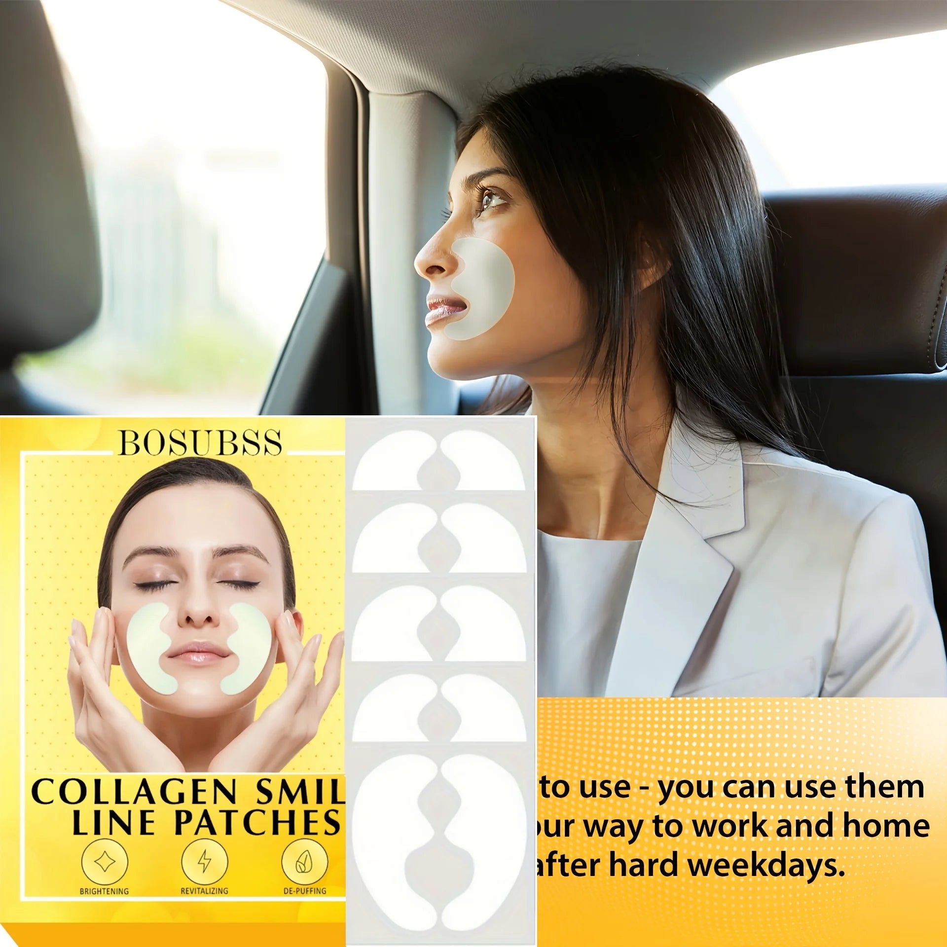 10 Pcs Collagen Smile Line Patches: Firming, Wrinkle Smoothing & Fragrance-Free Skin Care, Suitable for All Skin Types