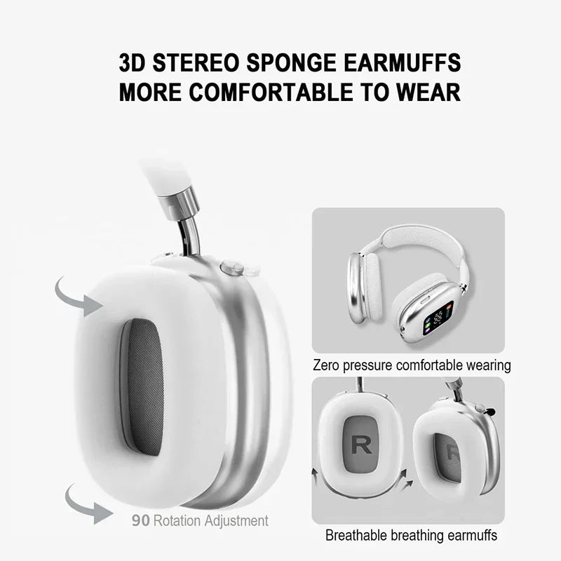 Wireless Headphone AKZ MAX600 Noise Cancelling Headphones Can Use Memory Card Hybrid With Touch Control LED Screen