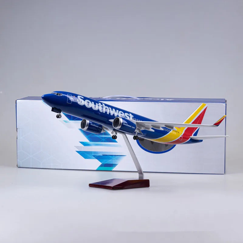 1:85 Scale Diecast Model American Southwest Airlines Boeing 737 Resin Airplane Airbus With Light Wheels Toy Collection Display