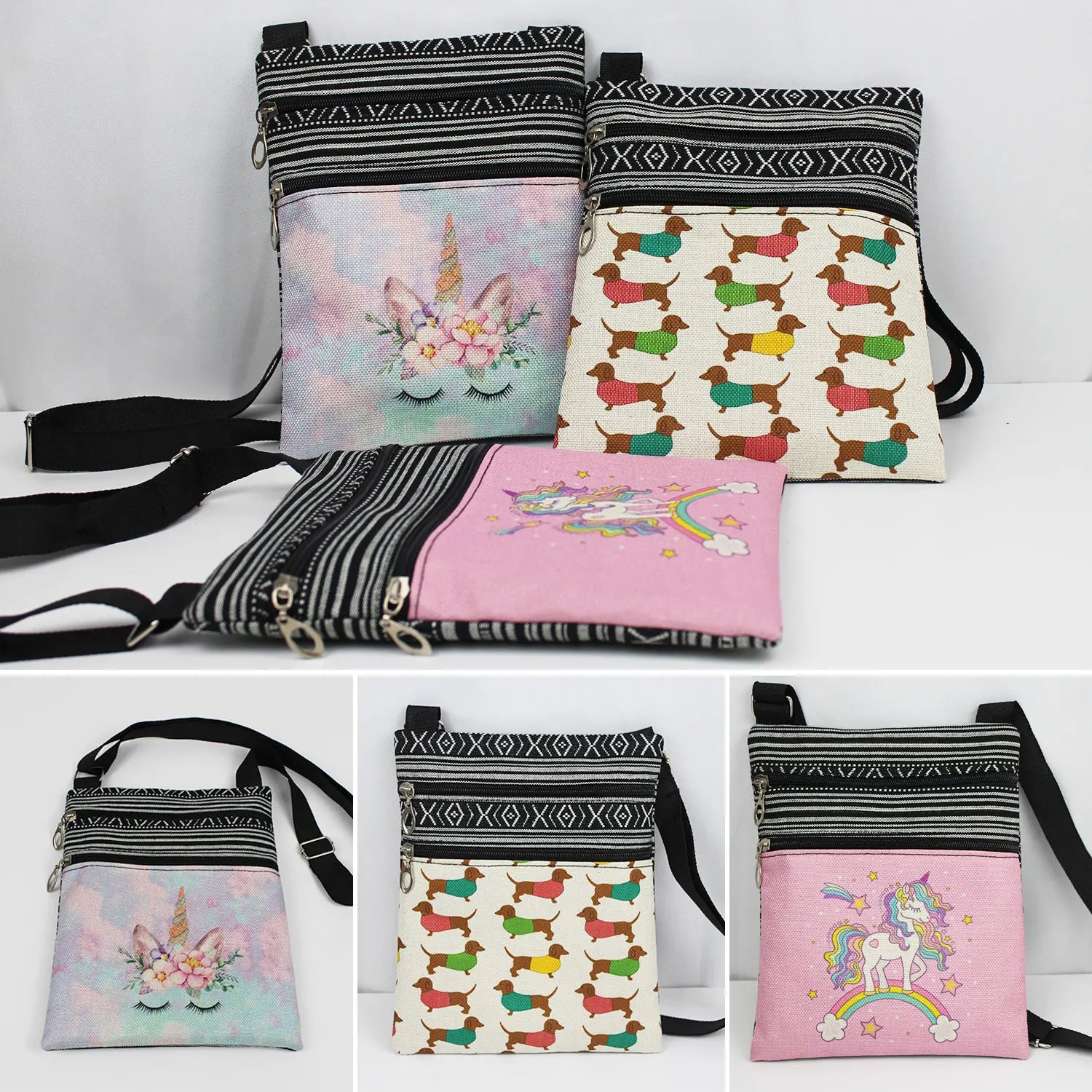 Cute Cartoon Black Cat Print Crossbody Bags Shoulder Bags For Women Daily Travel Portable Small Messenger Bags Catkeeper Gift