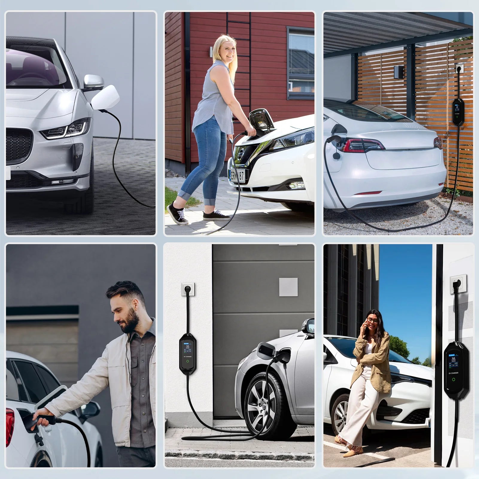 AFYEEV 3600W Portable Type2 IEC62196-2 EV Charger Type1 SAE J1772 Electric Car Charger GBT EVSE Charging Cable Wallbox EU Plug