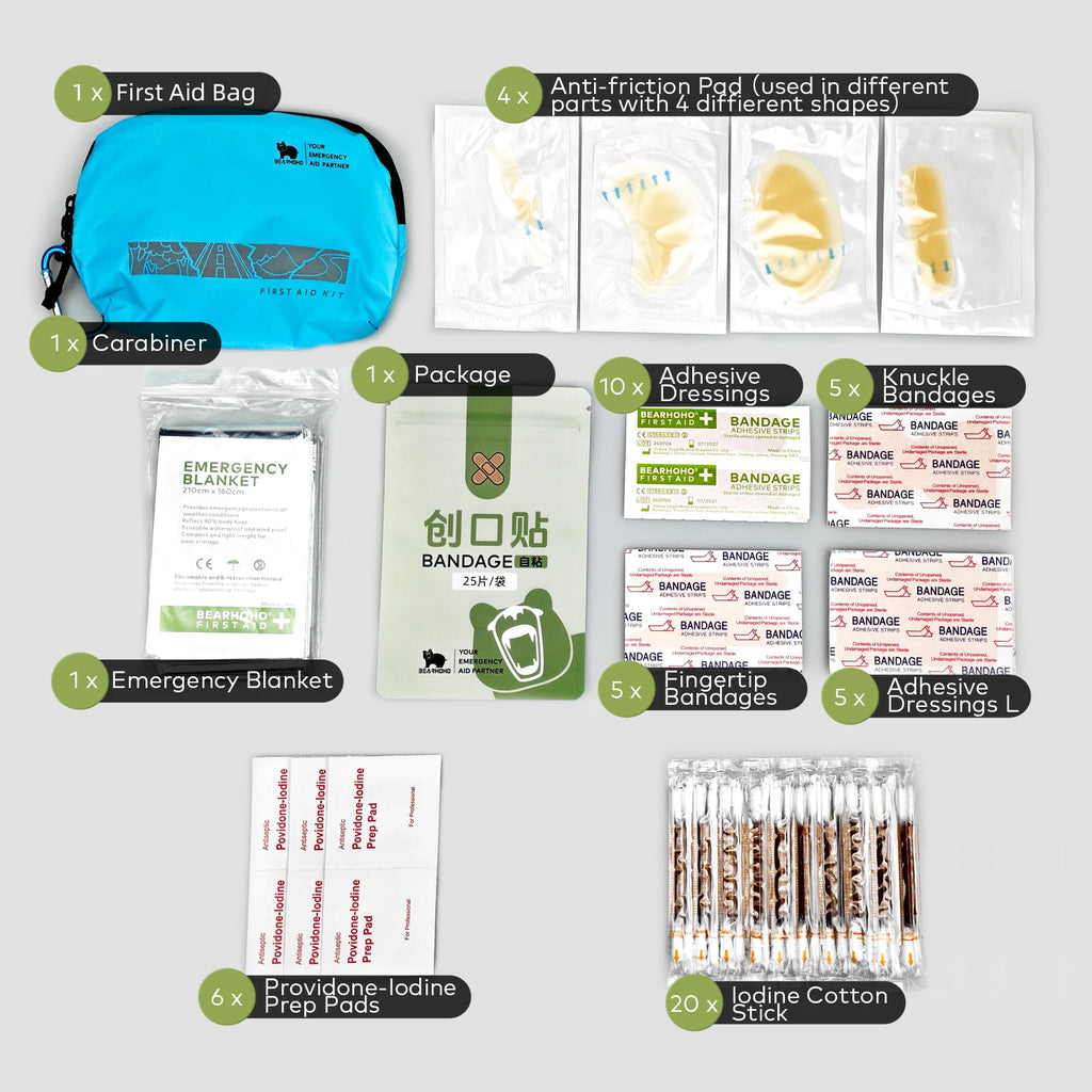 Portable Emergency Kit 40D Nylon Lightweight Waterproof Tear-Resistant First Aid Bag with Hook for Daily Travel Sports Camping