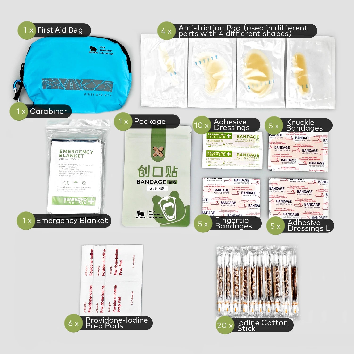 Portable Emergency Kit 40D Nylon Lightweight Waterproof Tear-Resistant First Aid Bag with Hook for Daily Travel Sports Camping