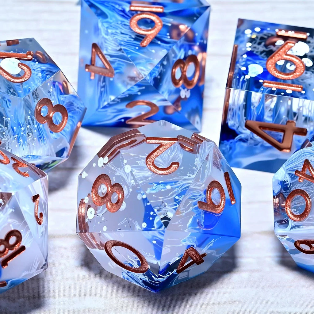 DND Resin Dice 7-Piece Set for Dungeons and Dragons DND 5e RPG Gift, Board Game Tabletop Role Playing Dice Game, Birthday Gift,