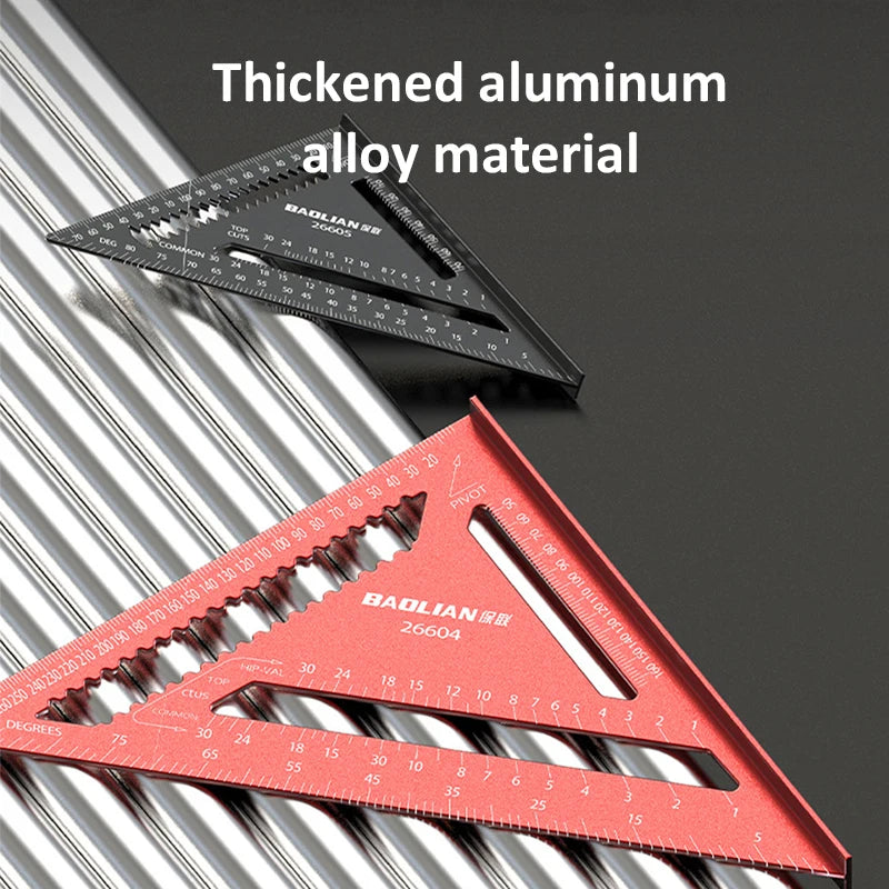7/12Inch Triangle Ruler High-Precision 90 Degree Woodworking Angle Ruler Metric and Imperial Aluminium Alloy Woodworking Tools