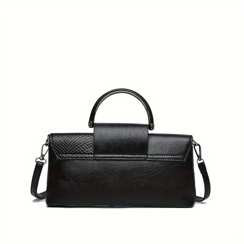 Vintage Crocodile Print Women's Handbag Stylish Shoulder Bag with Detachable Straps Lightweight Everyday Accessory