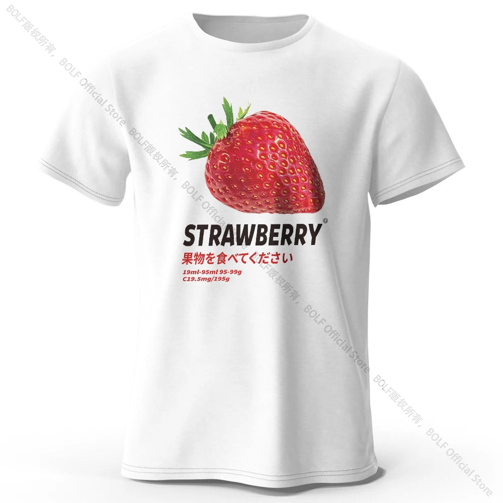 Strawberry Print T-shirt - Cute & Trendy Summer Top for Men Women, Soft & Comfortable Pure Cotton Tee
