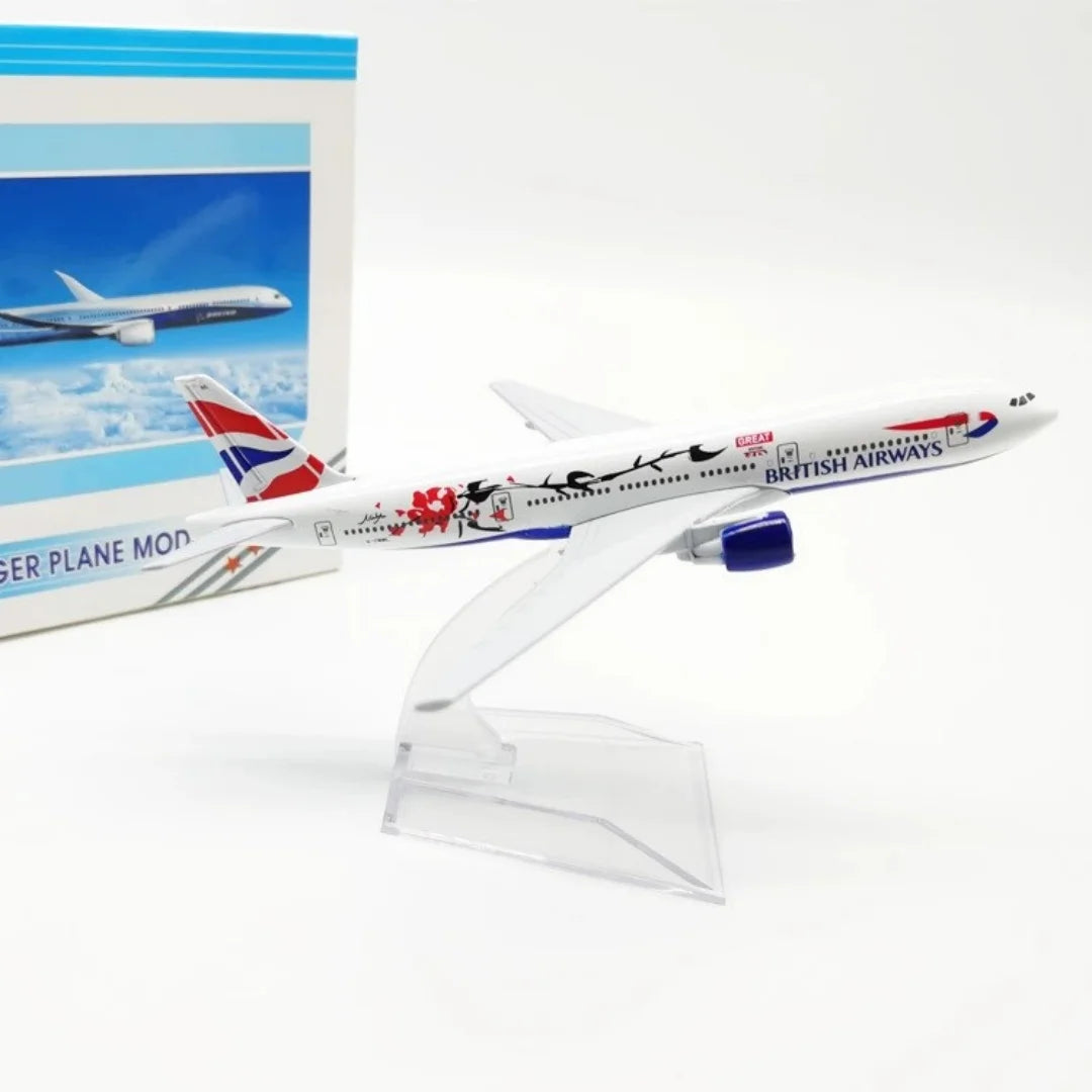 16cm B777 British Plum Blossom Airways Aircraft Airplane Model Diecast Metal 1/400 Scale Planes Toy Plane For Children