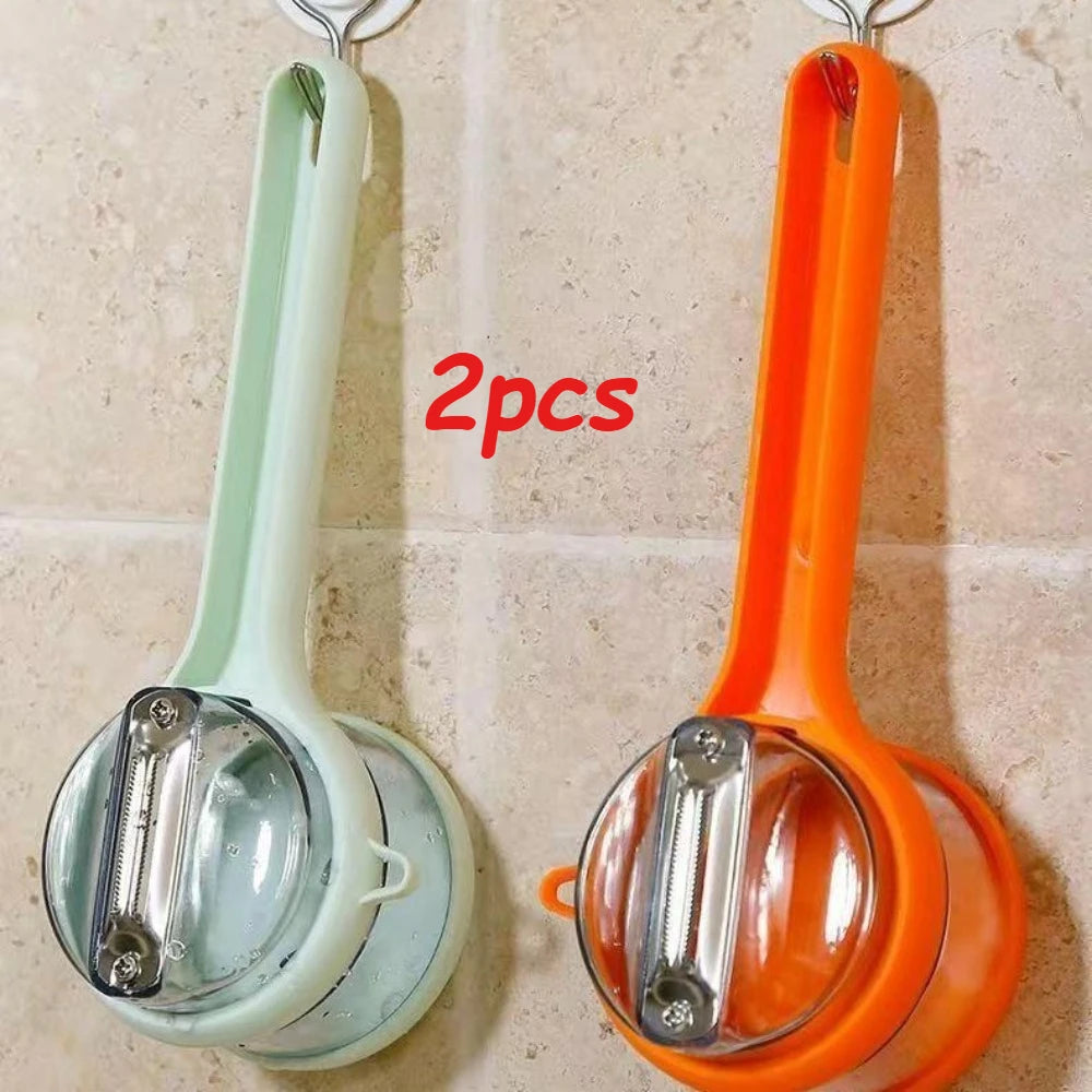 Multi-functional Fruit Vegetable Peeler with Peel Storage No Splashing Hanging Design Easy To Clean Potato Eye Remover Kitchen