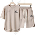 Men's 2026 Summer New Product Two-Piece Printed Casual Fashion Set, Short-Sleeved T-Shirt with Drawstring Shorts, Sports Outfit