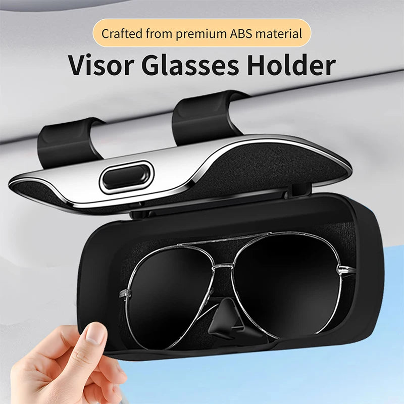 For GMC Car Sunglasses Holder, ABS Visor Glasses Case Clip Carbon Fiber Texture Car Sun Visor Glasses Box Storage