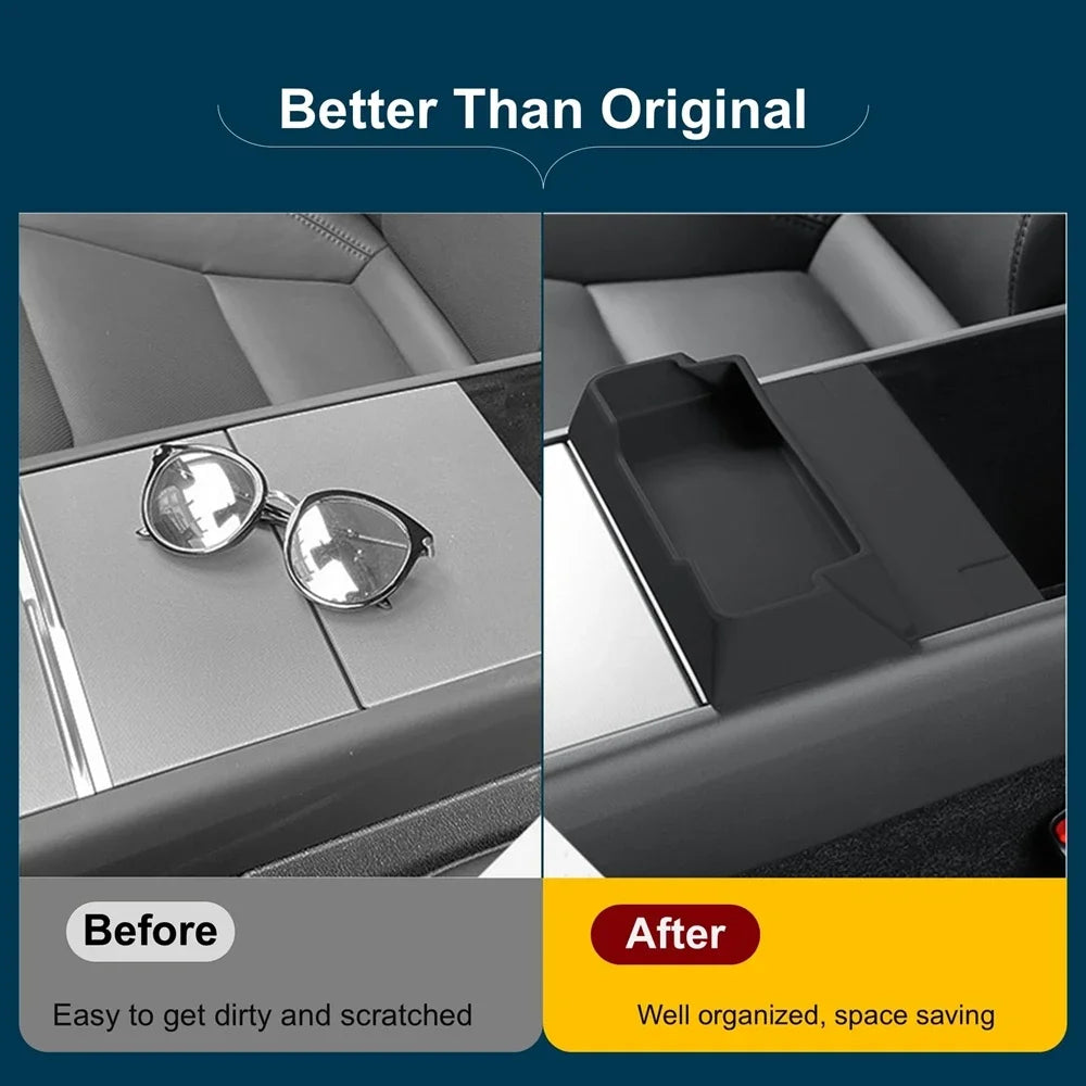 for Tesla Model 3 Y Juniper 2025 2026 Center Console Armrest Storage Box Glasses Holder Tray Case Organizer Interior Accessories