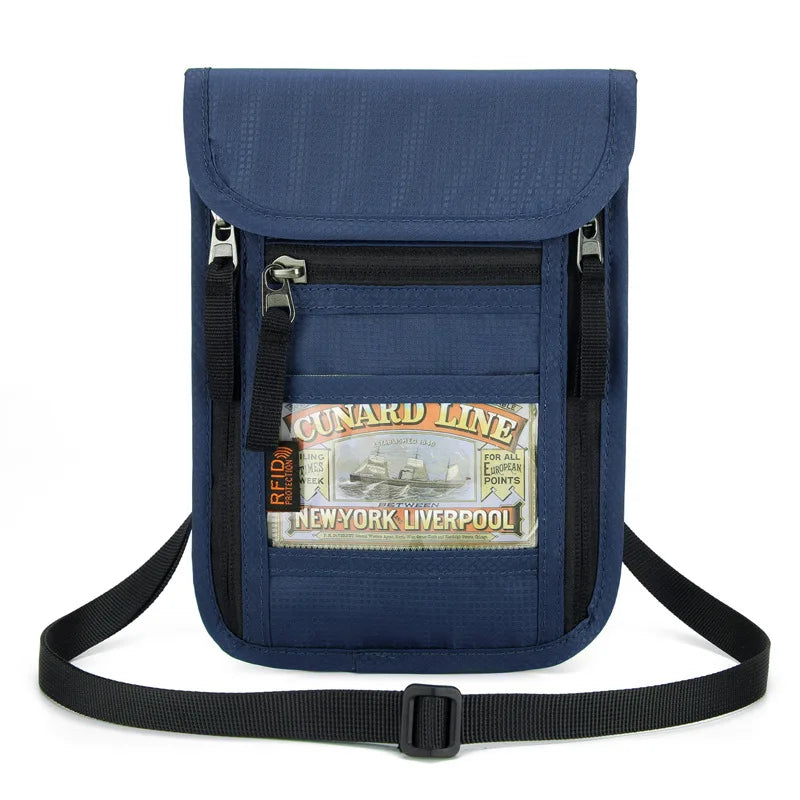 Travel Passport Pouch Neck Strap Ticket ID Pouch Passport Holder RFID-Blocking ID Pouch Senior-Friendly Anti-Lost Pouch