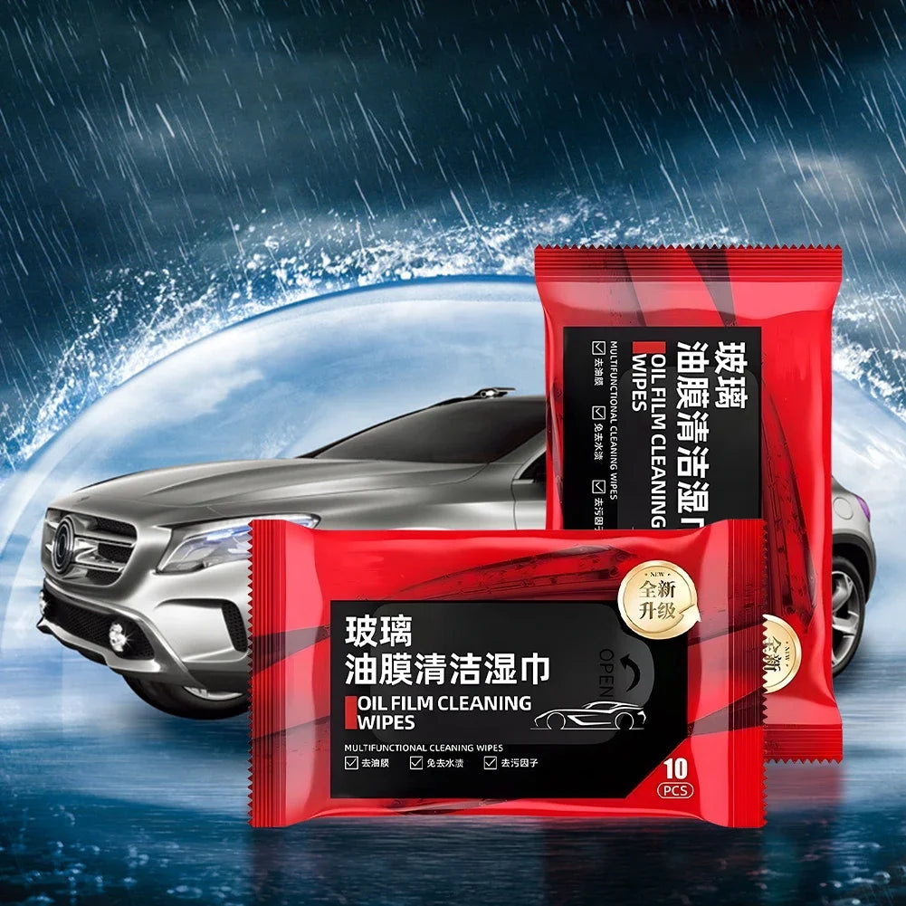 10Pcs Car Glass Oil Film Removal Wipes Car Window Glass Oil Film Remover Oil Film Cleaning Wipes Glass Windshield Cleaning Wipes