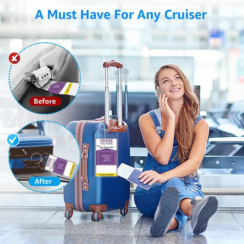 5pcs Simple Multi-functional Cruise Ship Luggage Tag Vertical Transparent PVC Waterproof ID Card Holder Travel Label