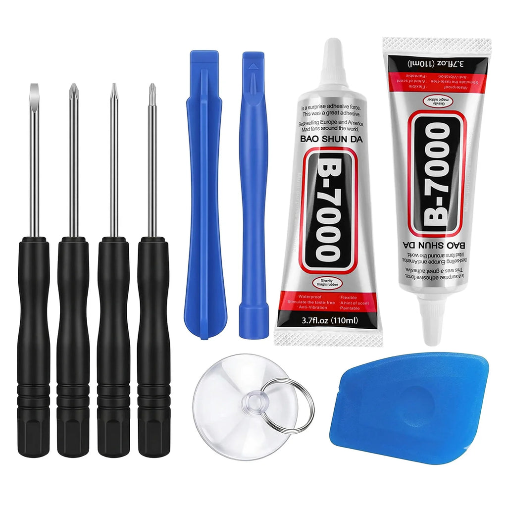 B7000 Mobile Phone Screen High-Strength Waterproof Adhesive With 9 in 1 Mobile Phone Repair Tools Disassemble Repair Set for Phone Screwdriver Combination Skid Multi Function Disassembly Kit .