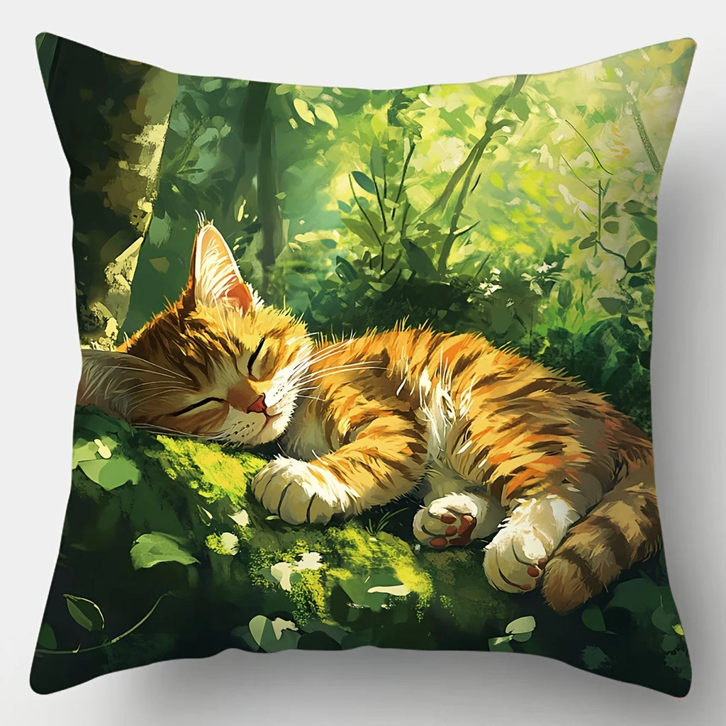 4-Piece Spring Printed Pillowcase Set – Featuring Puppies, Kittens, Forest Scenes & Daisies