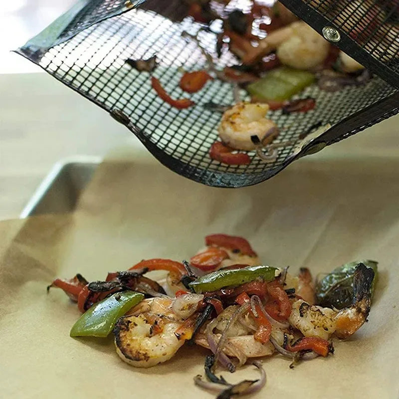 4PCS BBQ Grill Mesh Bag Reusable Mesh Nonstick Barbecue Oven Baking Grilling Bags Non-stick BBQ Accessories Picnic Camp Kitchen