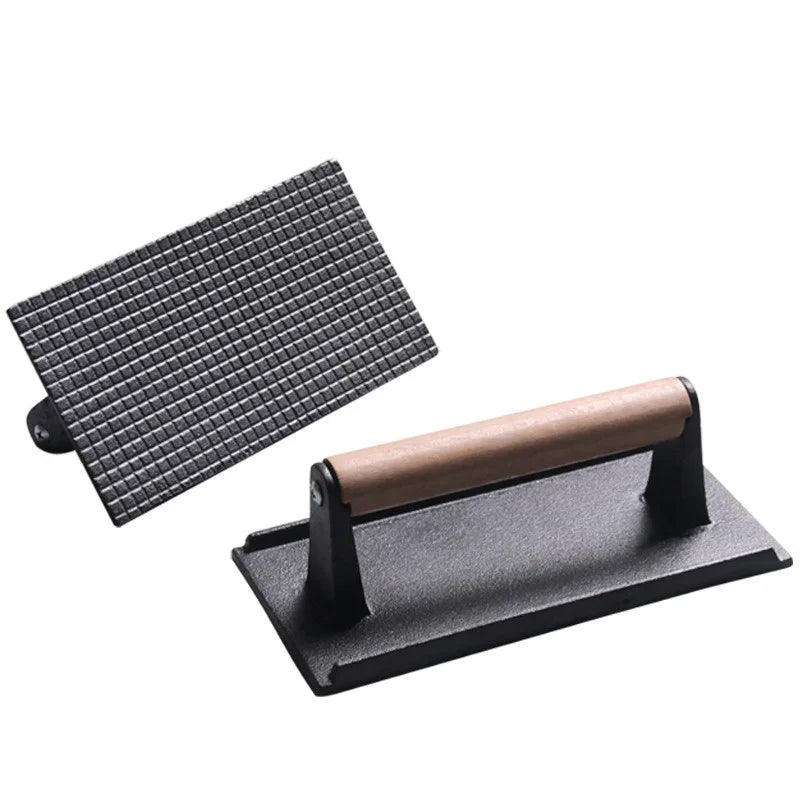 1Pcs Cast iron Steak Burger Press Round Rectangular Heavy-Duty Meat Press With Handle For Flat Top Grill Food BBQ Cooking Tool