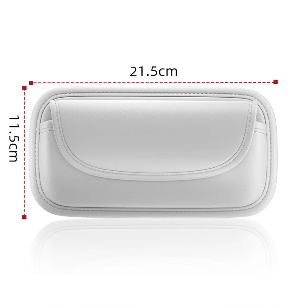 Car Glasses Case Wear-Resistant PU Leather Sunglasses Holder Hook and Loop Fastener Eyewear Protection Box Scratch-Free