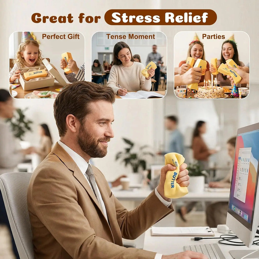 Squishy Butter Stick Fidget Toy Cheese Shape Sensory Stress Relief Toy Soft Elastic Squeeze Toy Fun Decompression Anxiety Relief