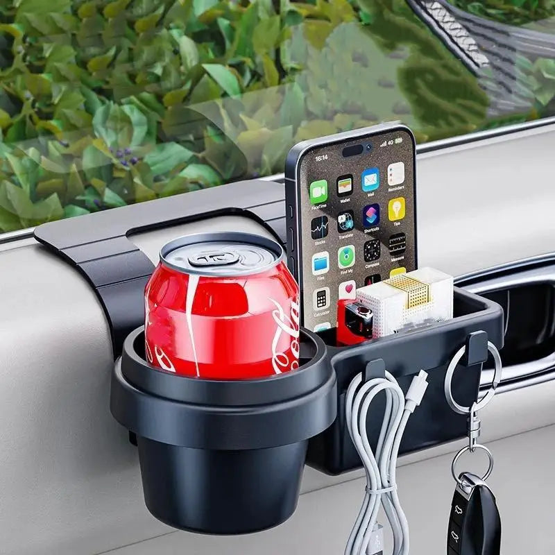 2-in-1 Car Cup Stand Phone Holder Mount Scratch Resistant Hanging Storage Tray for Car Side Door Window Travel Accessories