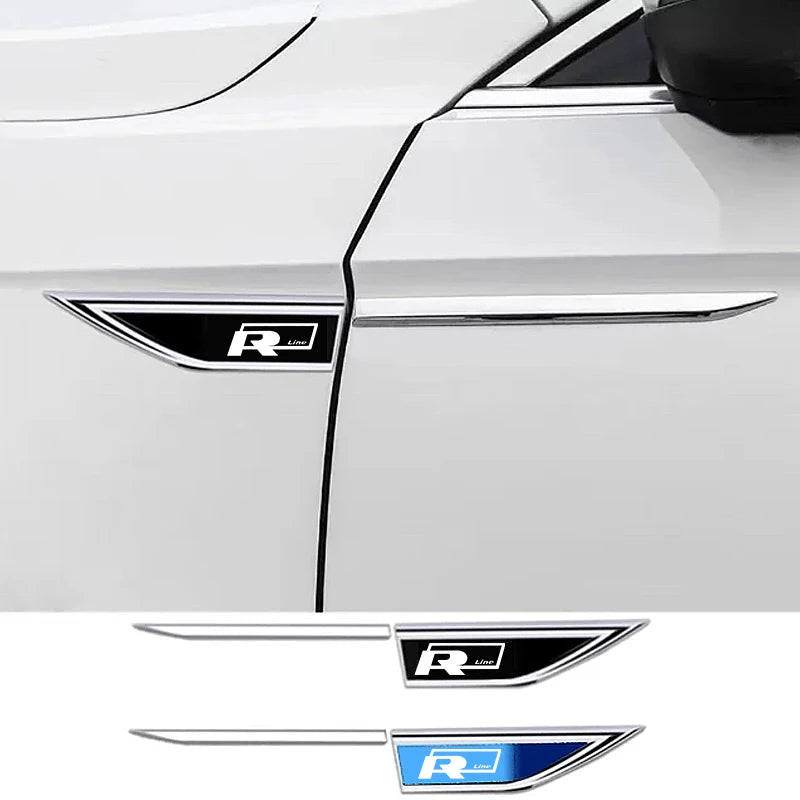 Car Ashtray 3D Metal Car Leaf Board Side Sticker Auto Door Label Body Decorative Blade Decals For Volkswagen VW RLine R T5 ID3 T
