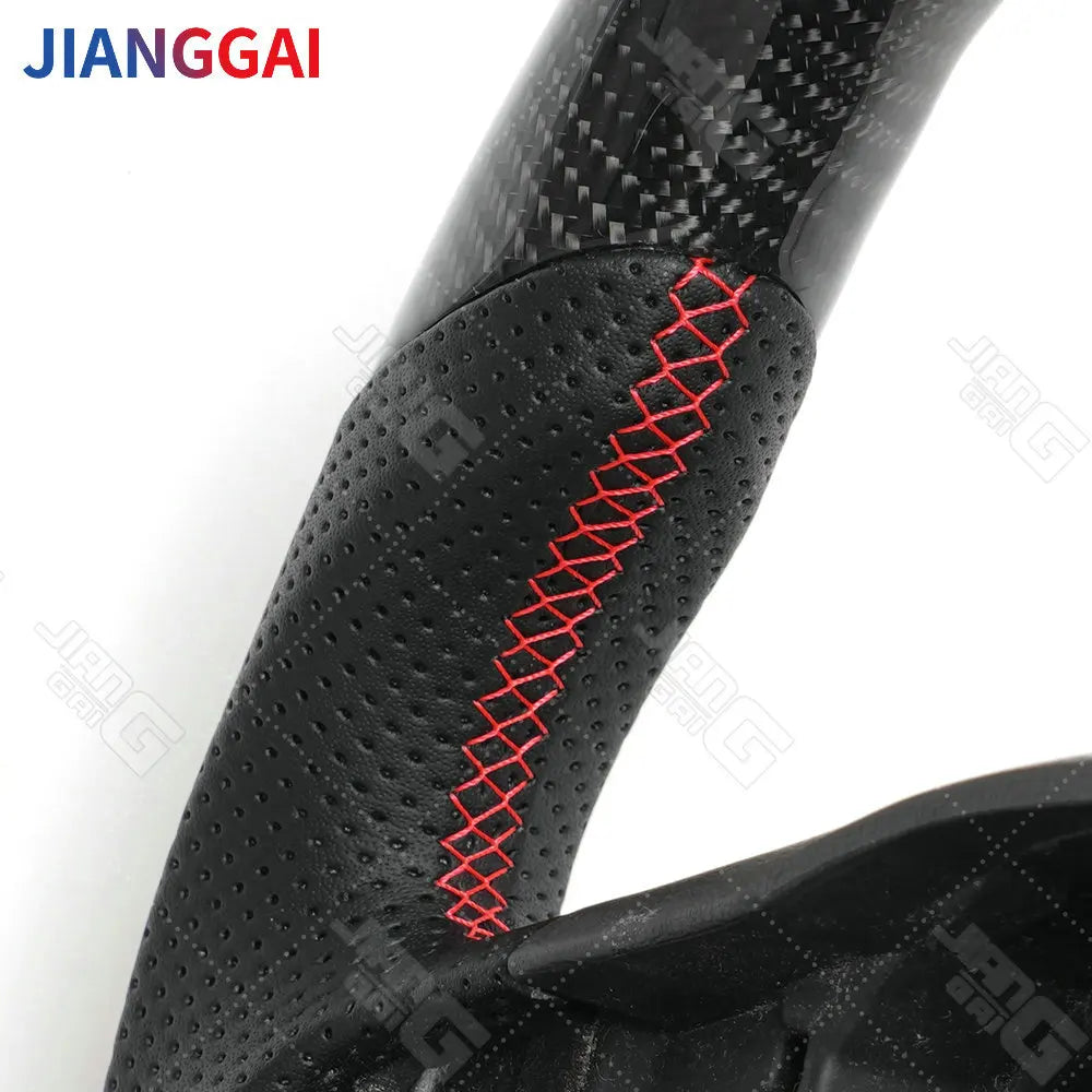Real Carbon Fiber LED Steering Wheel For Seat Leon Cupra MK2 Ibiza 2013-2019 With Paddle Hole Perforated Leather Steering Wheel
