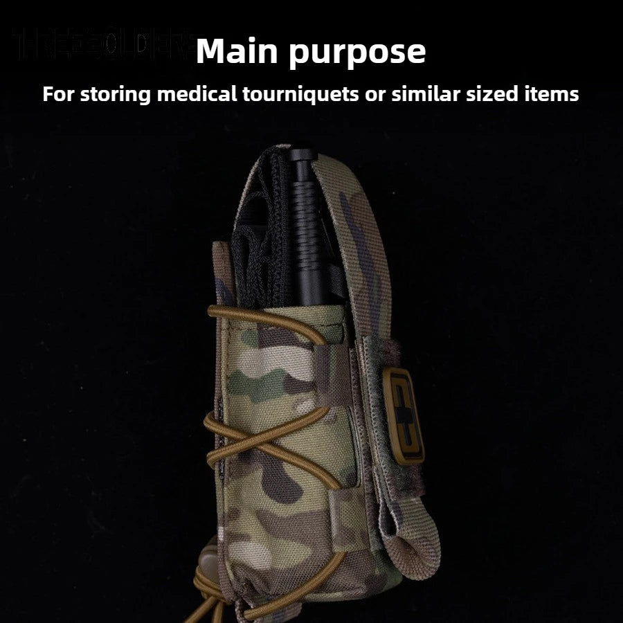 Molle Tourniquet Holder IFAK TQ Holder Tactical Medical Pouch Holster First Aid Kit Cross Patch/Bungee Cord With Tourniquet