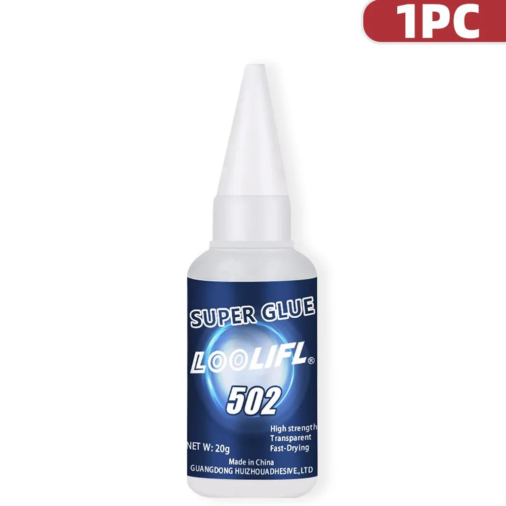 LOOLIFL 1-7PCS 502 Super Glue Cyanoacrylate Adhesive Fast Drying High Strength Transparent Repair Adhesive For Metal Plastic 20g