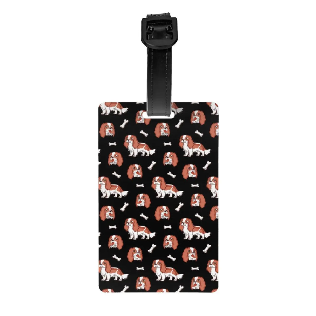 Custom Cavalier King Charles Spaniel Pet Portraits Art Luggage Tag Dog Suitcase Baggage Privacy Cover ID Label