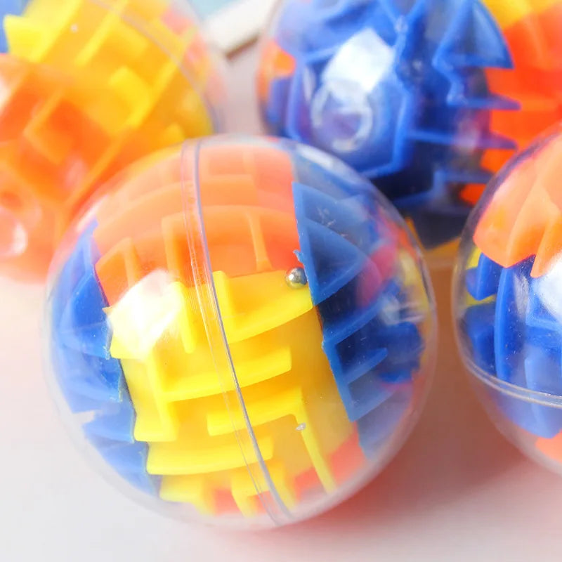 2pcs Kids Puzzle Educational Toys Transparent 3D Walking Bead Three-dimensional Maze Pinball Pressure Relief Mini Round Maze Toy