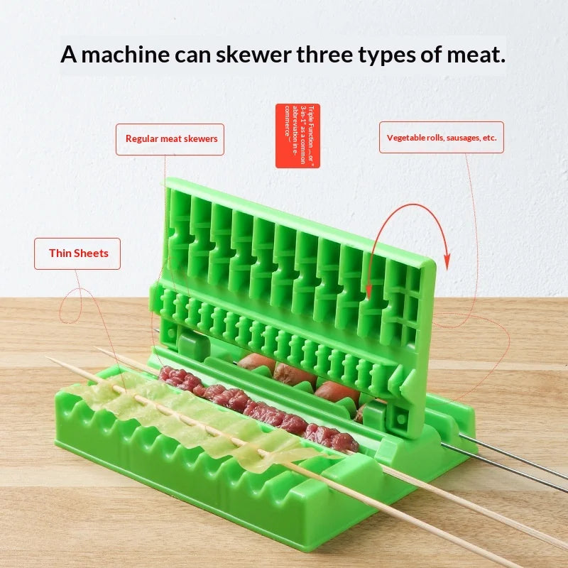 Household Commercial Multi-functional Fast Skewering Machine, Meat Cutting Tool, Lamb Skewering Barbecue Meat Skewering Device