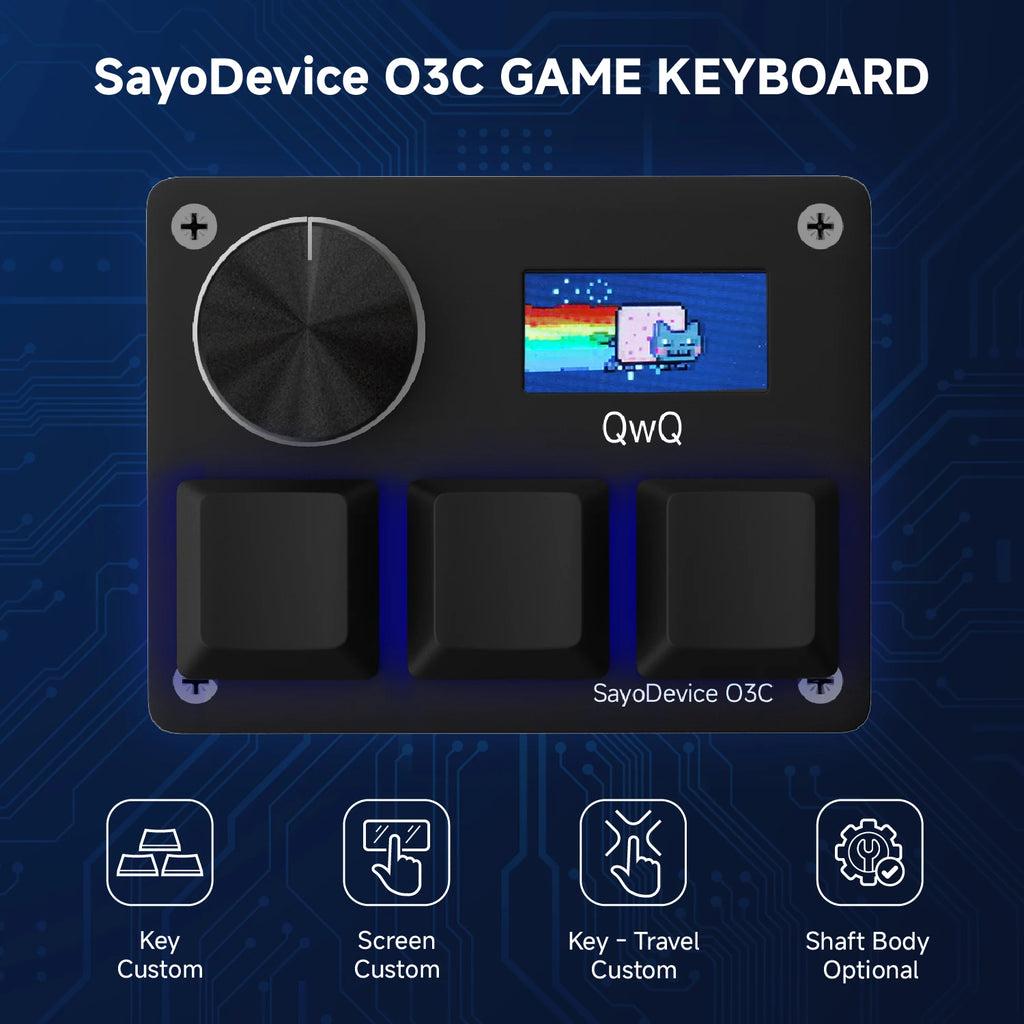 O3C Game Keyboard SayoDevice OSU O3C Rapid Trigger Hall Switches Magnetic Switches Keyboard Knob Screen Copy Paste Shotcut