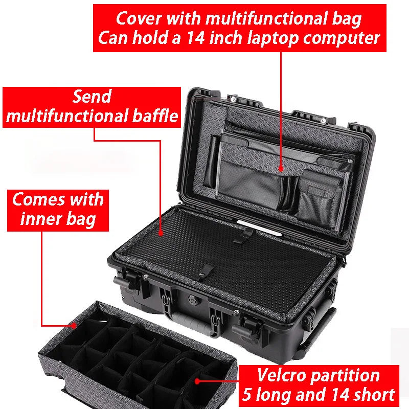 Pull Rod Photography Camera Protective Case Waterproof Equipment Safety Storage Box Portable Hardware Tool Organizer Boxes