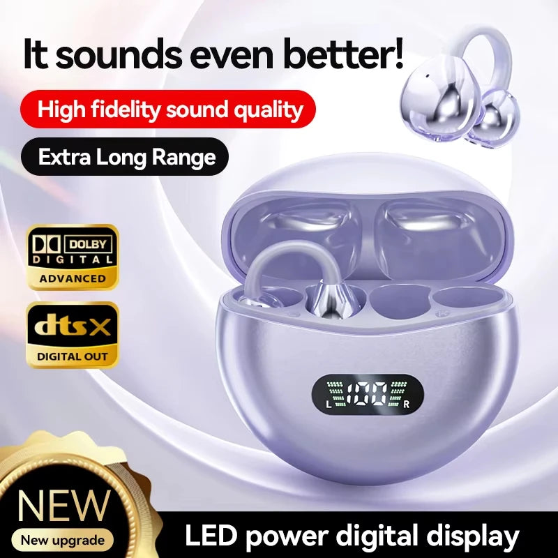 New M79 Bluetooth Headset; Wireless Bluetooth 5.4 Earplug Clip-On Waterproof Sports Digital Display Headset