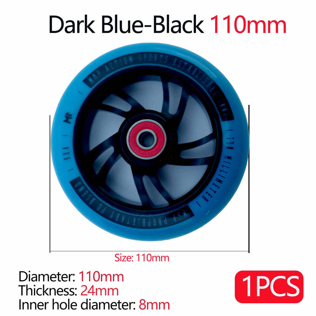 100/110/120mm Extreme Scooter Wheel, Aluminum Alloy Hub Impact Wear Resistant, Freestyle Racing Replacement Accessory