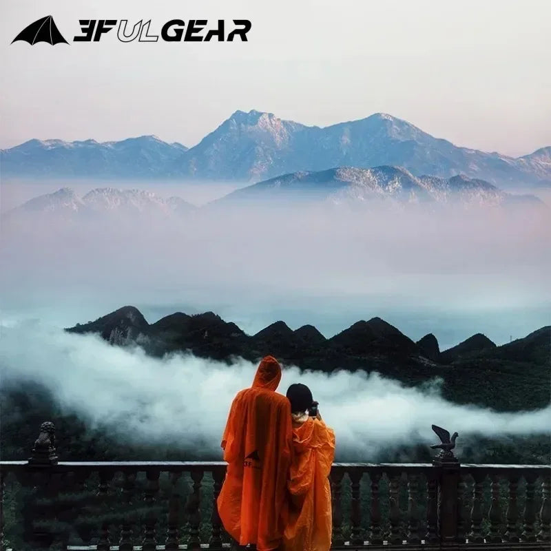 3F UL GEAR Zippered Sleeve Raincoat 15D/210T Nylon Waterproof PU5000MM Outdoor Ultralight Cycling Hiking Jackets Poncho Raincoat