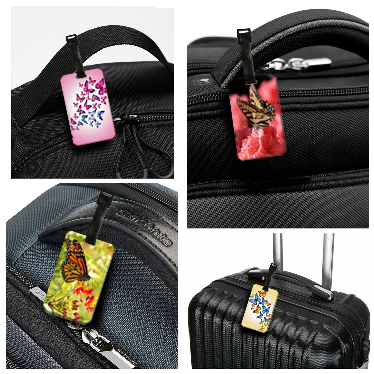 HOT SALE Butterfly Business Luggage Tag Suitcase Address Label Luggage Boarding Case Label Name ID Address Clip