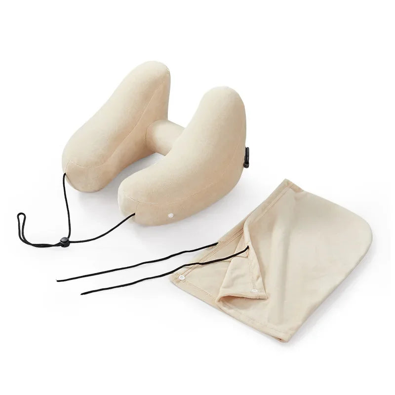 Neck Pillow Travel U-shaped Inflatable H Shape  Multitool Hooded Nap Pillow Outdoor Car Long-Distance Aircraft Neck Pillow