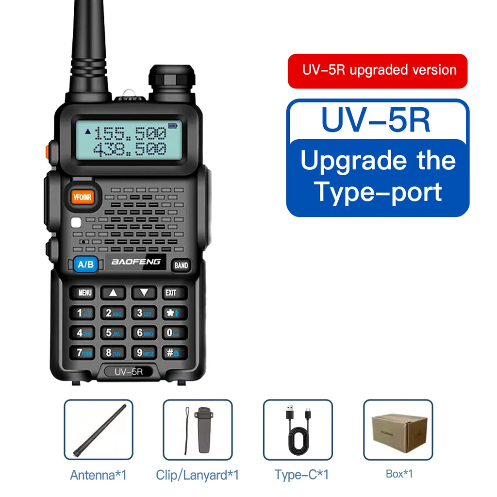 1PC/2PCS baofeng uv 5r USB Long Range Ham Amateur With FM Radio Long Range Portable Two Way Radio Baofeng CB Radio walkie talkie