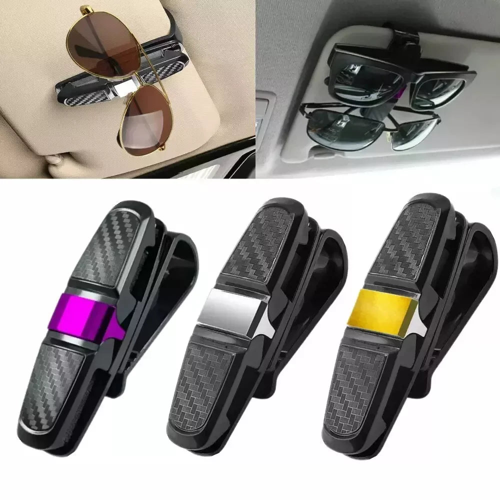 2Pcs Car Sun Visor Sunglasses Clip Car Glasses Holder Portable Ticket Card Clamp ABS Eyeglasses Case Car Interior Accessories